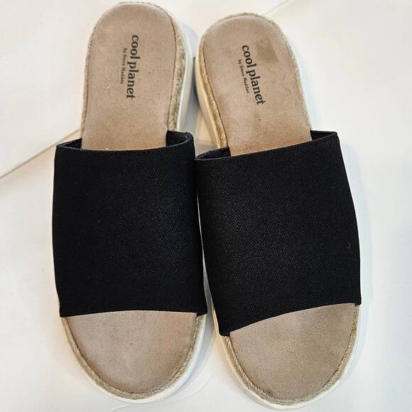 Cool Planet by Steve Madden Black Juniperr Slides Women's 10 Summer Casual - Picture 2 of 11